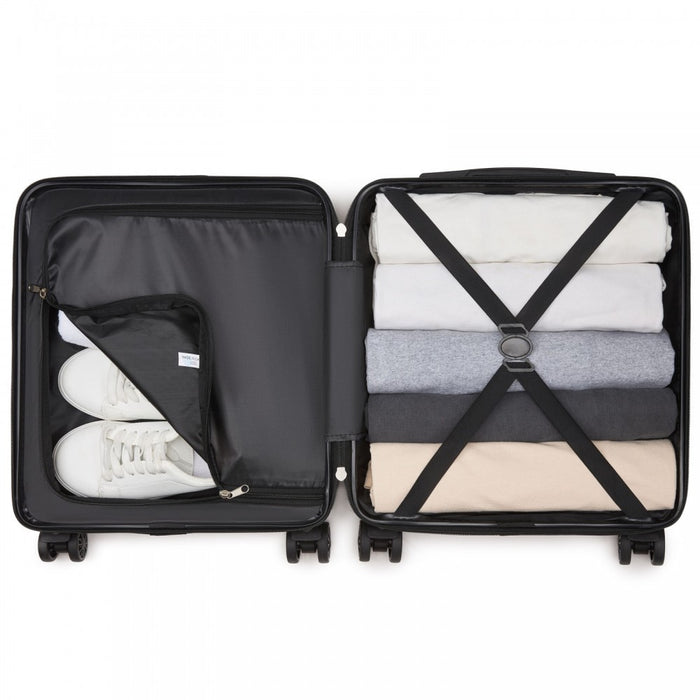 KSK2596 - Kono 16 Inch ABS Hard Shell Under-Seat Cabin Suitcase with Spinner Wheels - Nude