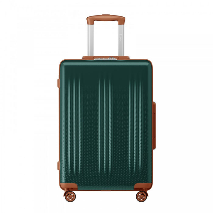 KSK2583 - Kono Premium ABS+PC 28 Inch Hard Shell Large Travel Suitcase for Long Haul Travel with TSA Lock - Green and Brown