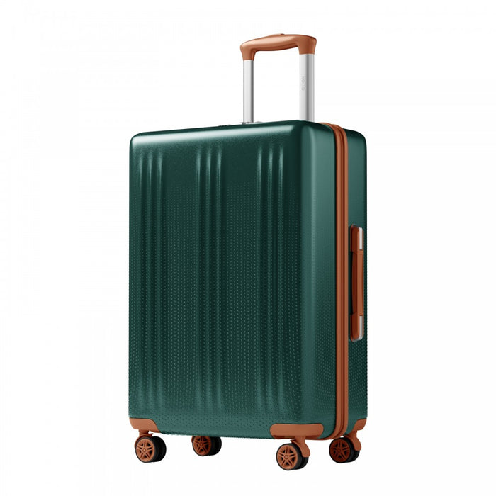 KSK2583 - Kono Premium ABS+PC 24 Inch Hard Shell Medium Check-In Luggage with TSA Lock & 360° Silent Spinner Wheels - Green and Brown