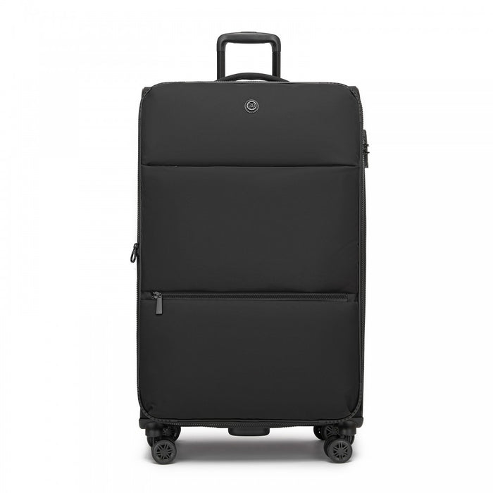 KSN2593 - 30 inch Women's Lightweight Softshell Suitcase with Spinner Wheels and Spacious Compartments - Black