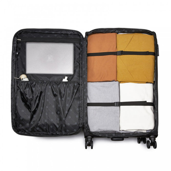 KSN2593 - 30 inch Women's Lightweight Softshell Suitcase with Spinner Wheels and Spacious Compartments - Black