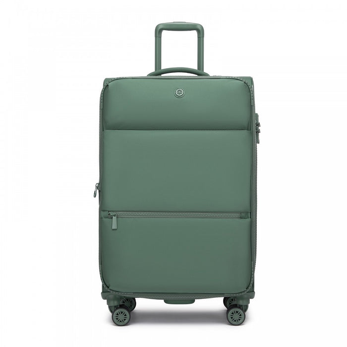 KSN2593 - 3 Piece Softshell Expandable Luggage Set 20/26/30 Inch, Lightweigh Suitcase with Silent Wheels & Organised Interior for Travel - Green