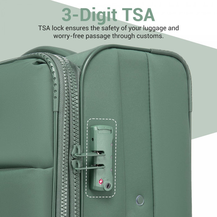 KSN2593 - 30 inch Women's Lightweight Softshell Suitcase with Spinner Wheels and Spacious Compartments - Green