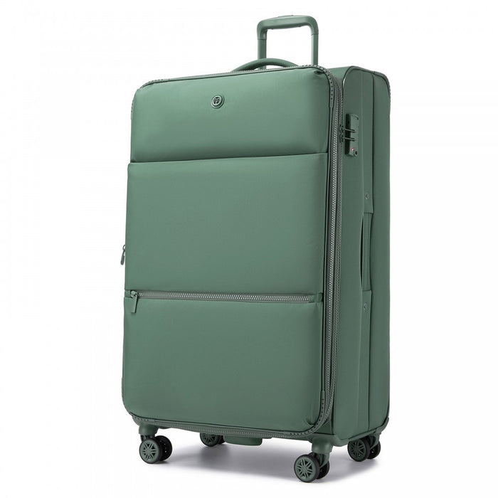 KSN2593 - 30 inch Women's Lightweight Softshell Suitcase with Spinner Wheels and Spacious Compartments - Green
