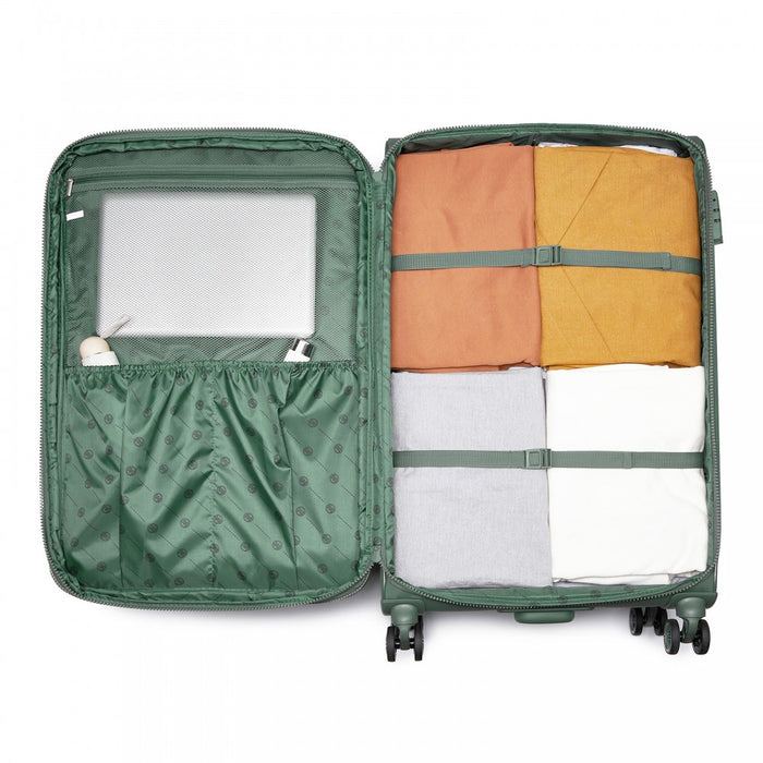 KSN2593 - 3 Piece Softshell Expandable Luggage Set 20/26/30 Inch, Lightweigh Suitcase with Silent Wheels & Organised Interior for Travel - Green