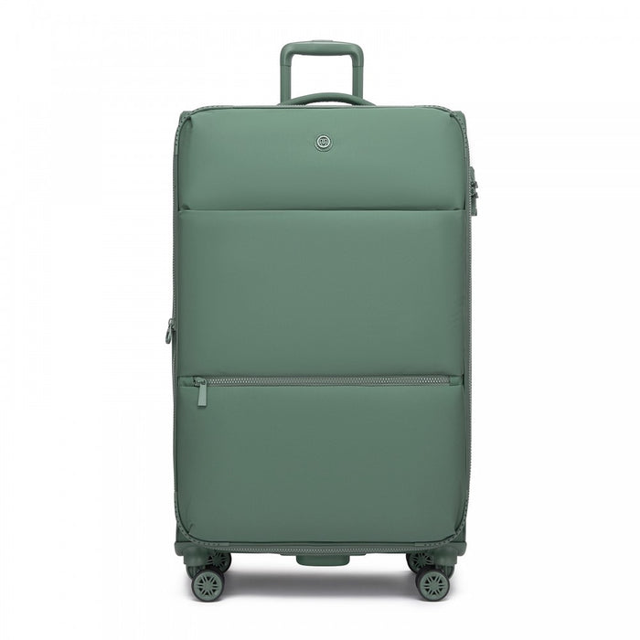 KSN2593 - 30 inch Women's Lightweight Softshell Suitcase with Spinner Wheels and Spacious Compartments - Green