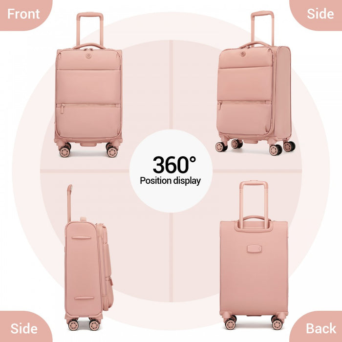 KSN2593 - 30 inch Women's Lightweight Softshell Suitcase with Spinner Wheels and Spacious Compartments - Pink