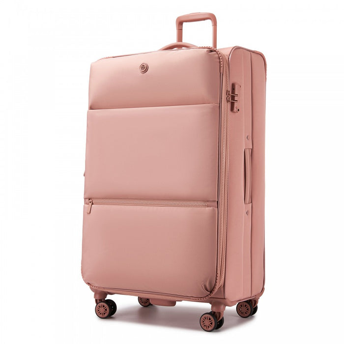 KSN2593 - 30 inch Women's Lightweight Softshell Suitcase with Spinner Wheels and Spacious Compartments - Pink