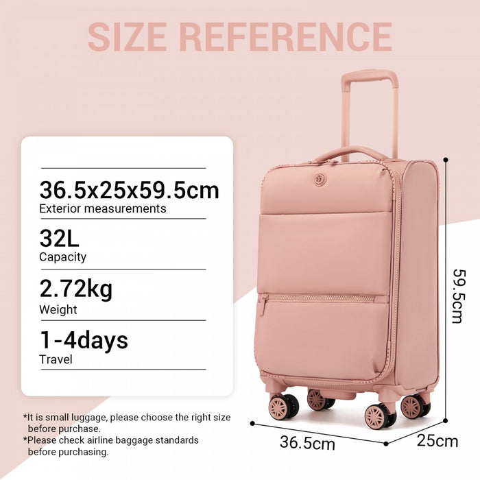 KSN2593 - 3 Piece Softshell Expandable Luggage Set 20/26/30 Inch, Lightweigh Suitcase with Silent Wheels & Organised Interior for Travel - Pink