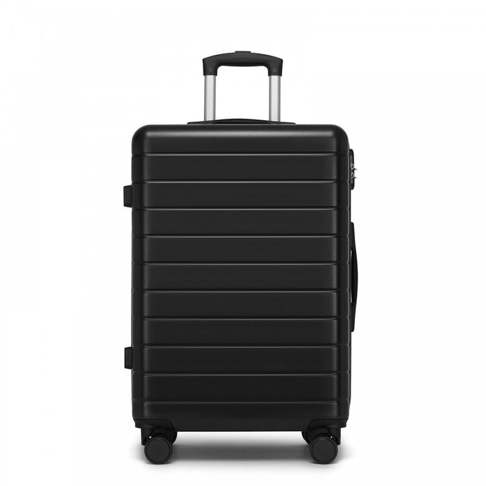 KSN2691 - 24 Inch Checked Luggage, Durable ABS Hard Shell Suitcase with 360 Silent Spinner Wheels & Secure Combination Lock - Black