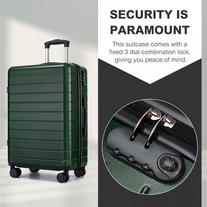 KSN2691 - 20 Inch Carry-On Luggage, Lightweight ABS Hard Shell Suitcase with 360 Silent Wheels, Combination Lock & Organised Interior - Green