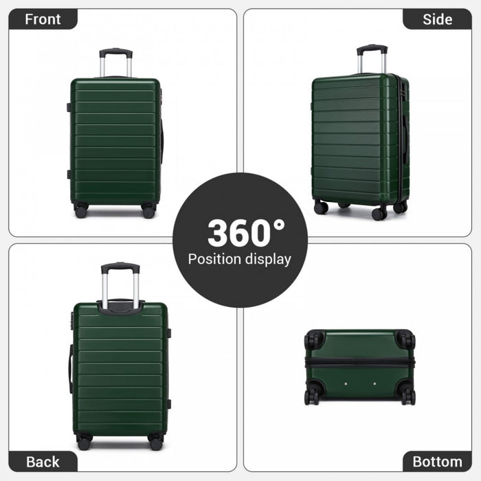 KSN2691 - 20 Inch Carry-On Luggage, Lightweight ABS Hard Shell Suitcase with 360 Silent Wheels, Combination Lock & Organised Interior - Green