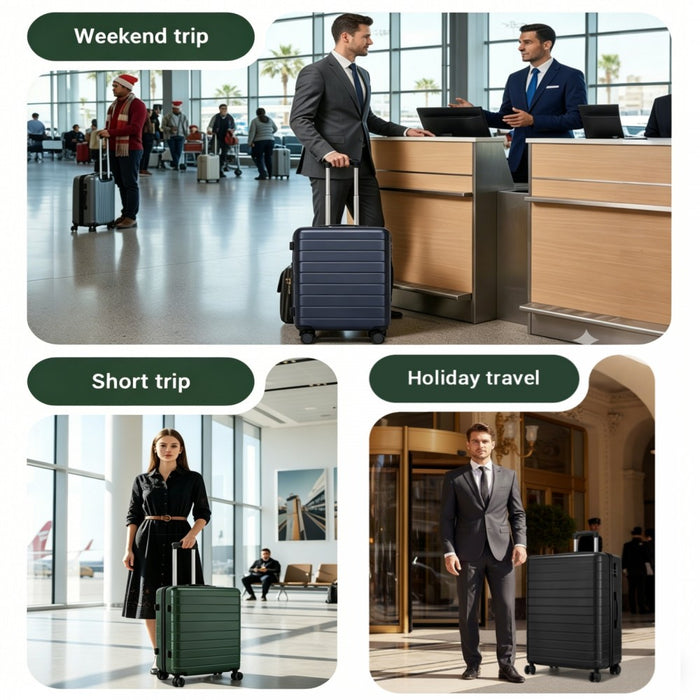 KSN2691 - 20 Inch Carry-On Luggage, Lightweight ABS Hard Shell Suitcase with 360 Silent Wheels, Combination Lock & Organised Interior - Green