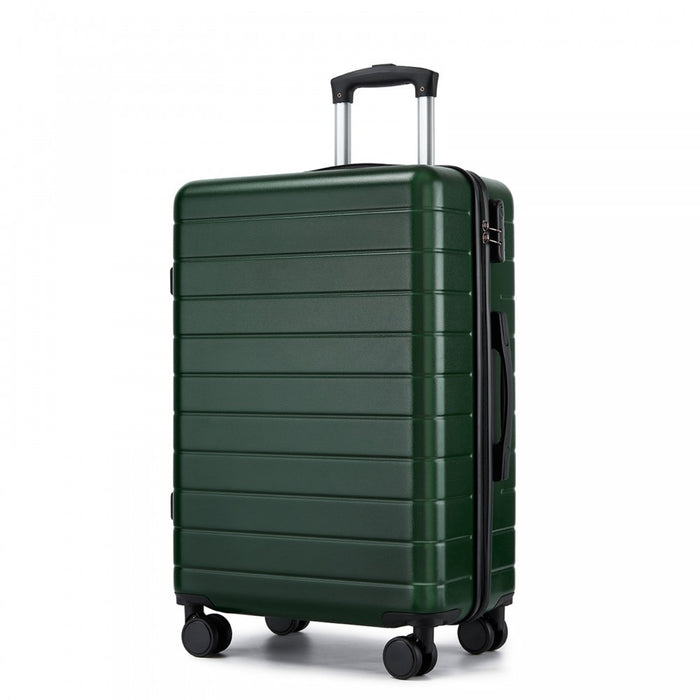 KSN2691 - 24 Inch Checked Luggage, Durable ABS Hard Shell Suitcase with 360 Silent Spinner Wheels & Secure Combination Lock - Green