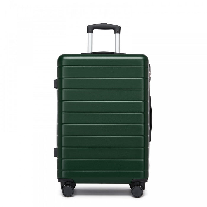 KSN2691 - 24 Inch Checked Luggage, Durable ABS Hard Shell Suitcase with 360 Silent Spinner Wheels & Secure Combination Lock - Green