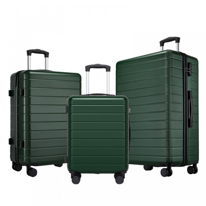 KSN2691 - 3-Piece Hard Shell Luggage Set (20/24/28 Inch), Lightweight ABS Suitcases with Silent Wheels & Combination Locks - Green