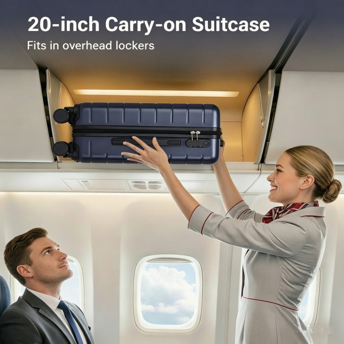 KSN2691 - 20 Inch Carry-On Luggage, Lightweight ABS Hard Shell Suitcase with 360 Silent Wheels, Combination Lock & Organised Interior - Navy