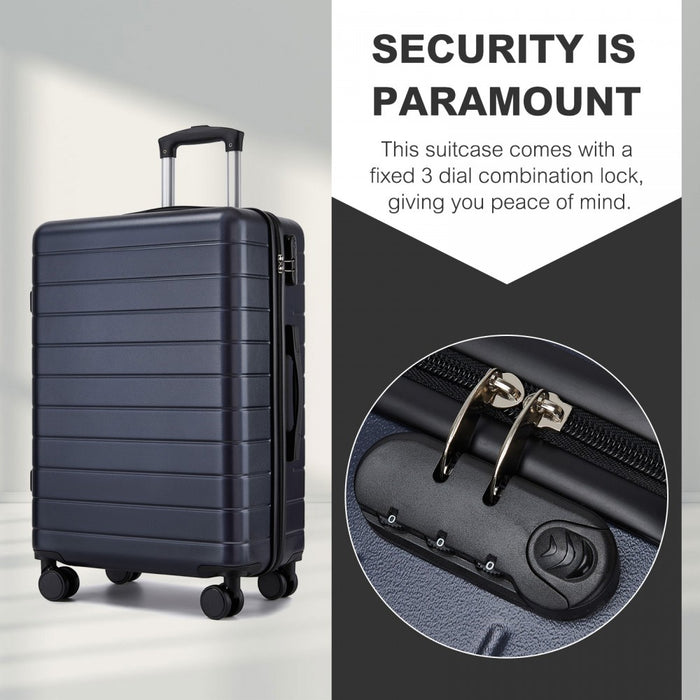 KSN2691 - 20 Inch Carry-On Luggage, Lightweight ABS Hard Shell Suitcase with 360 Silent Wheels, Combination Lock & Organised Interior - Navy