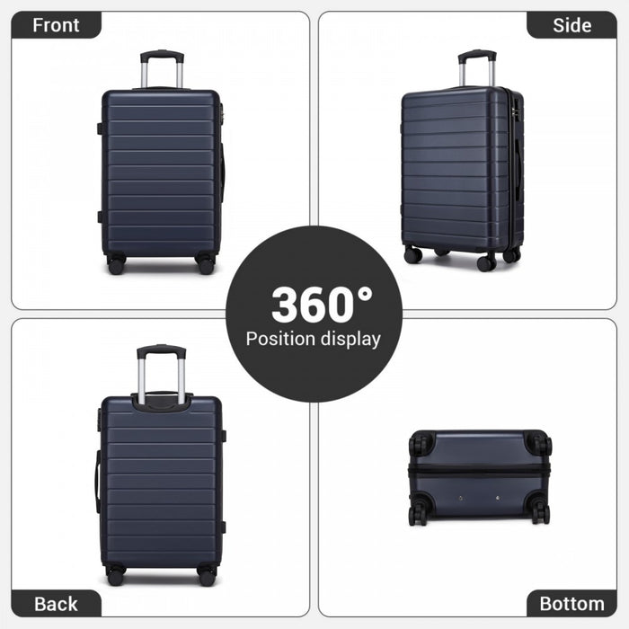 KSN2691 - 28 Inch Large Checked Luggage, Premium ABS Hard Shell Suitcase with 360 Silent Wheels & Secure Combination Lock - Navy