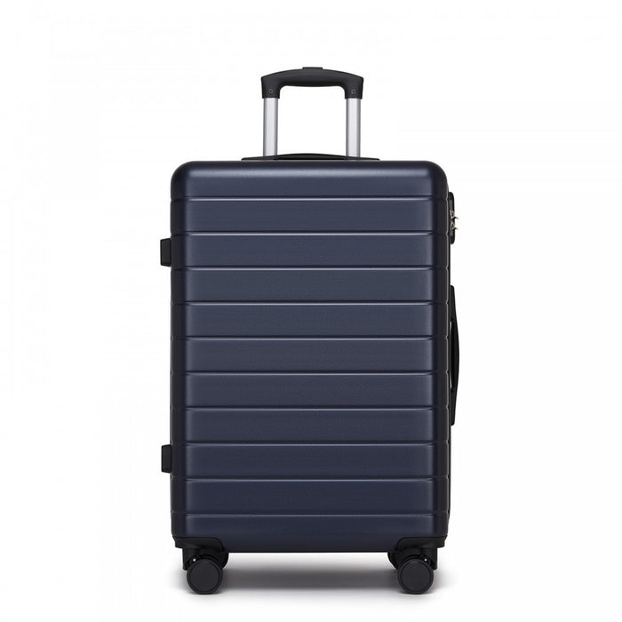 KSN2691 - 24 Inch Checked Luggage, Durable ABS Hard Shell Suitcase with 360 Silent Spinner Wheels & Secure Combination Lock - Navy
