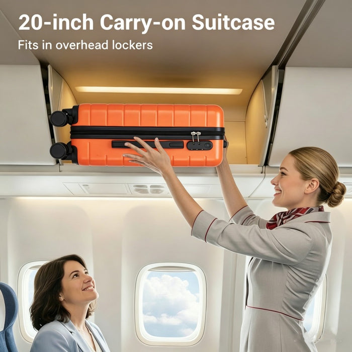 KSN2691 - 20 Inch Carry-On Luggage, Lightweight ABS Hard Shell Suitcase with 360 Silent Wheels, Combination Lock & Organised Interior - Orange
