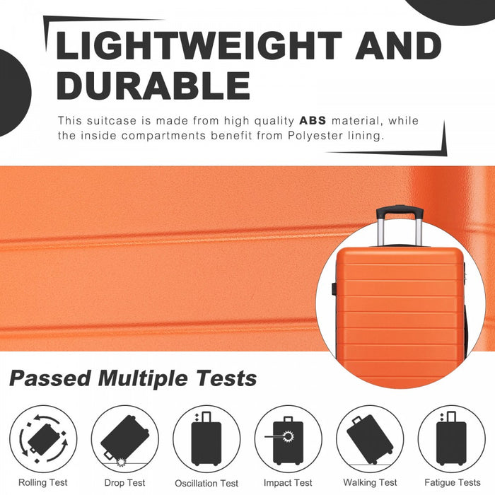 KSN2691 - 3-Piece Hard Shell Luggage Set (20/24/28 Inch), Lightweight ABS Suitcases with Silent Wheels & Combination Locks - Orange