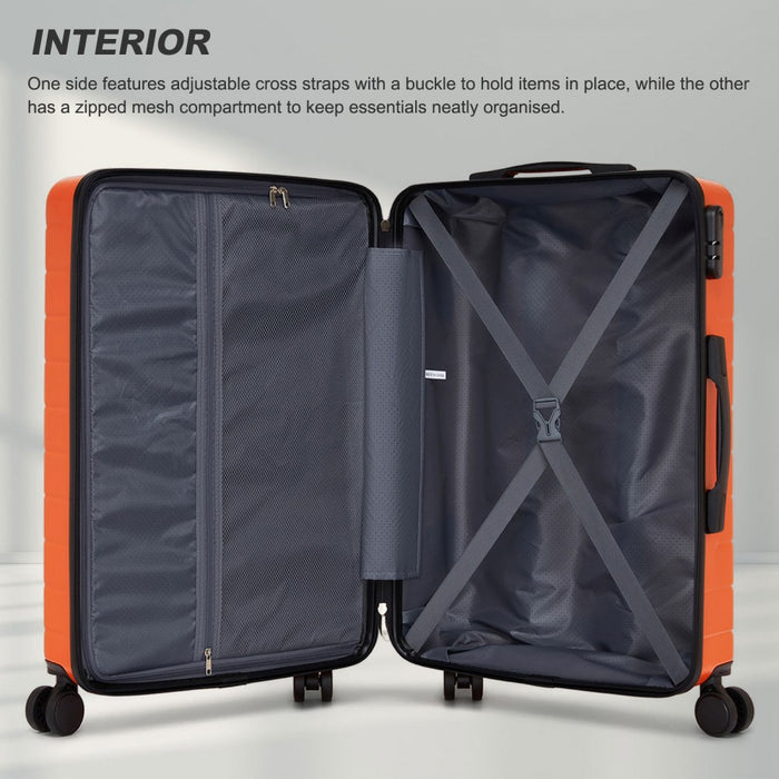 KSN2691 - 20 Inch Carry-On Luggage, Lightweight ABS Hard Shell Suitcase with 360 Silent Wheels, Combination Lock & Organised Interior - Orange