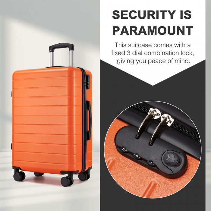 KSN2691 - 3-Piece Hard Shell Luggage Set (20/24/28 Inch), Lightweight ABS Suitcases with Silent Wheels & Combination Locks - Orange