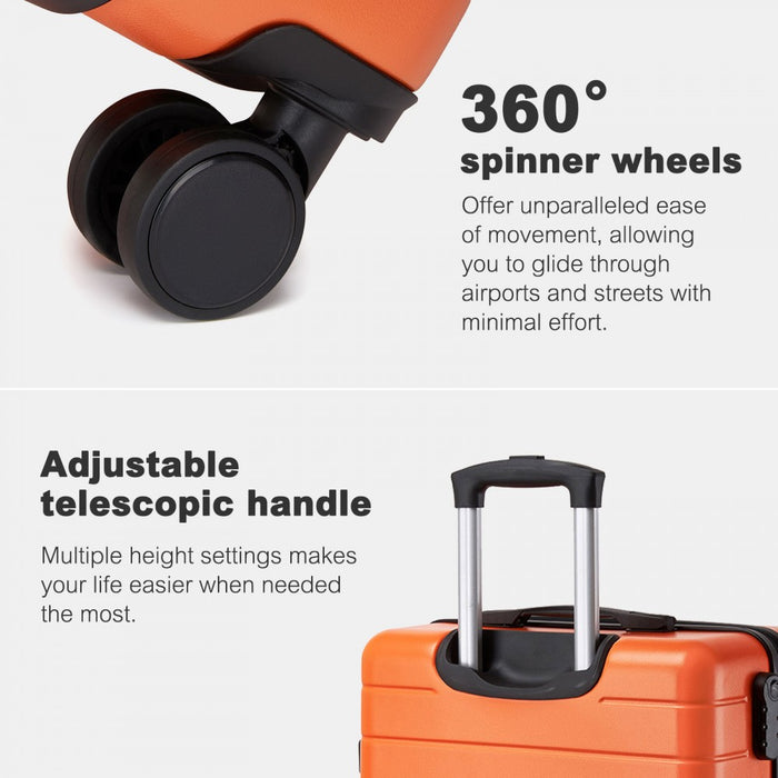 KSN2691 - 3-Piece Hard Shell Luggage Set (20/24/28 Inch), Lightweight ABS Suitcases with Silent Wheels & Combination Locks - Orange