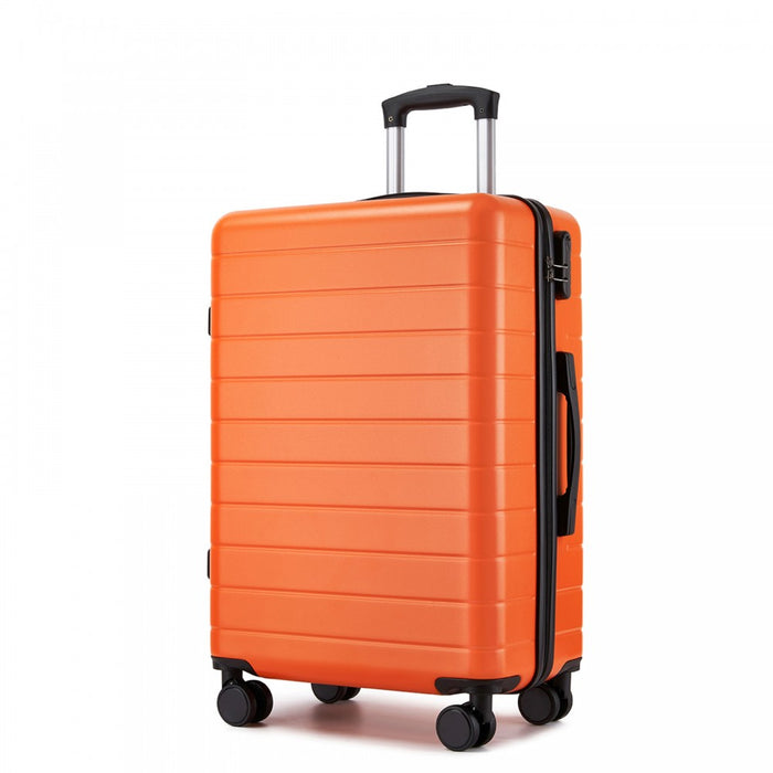 KSN2691 - 24 Inch Checked Luggage, Durable ABS Hard Shell Suitcase with 360 Silent Spinner Wheels & Secure Combination Lock - Orange