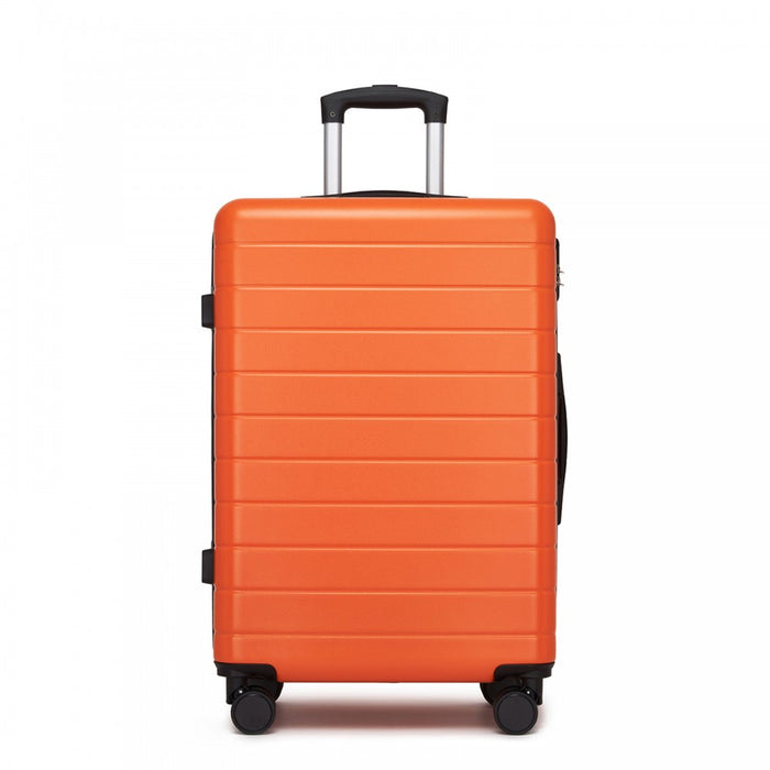KSN2691 - 24 Inch Checked Luggage, Durable ABS Hard Shell Suitcase with 360 Silent Spinner Wheels & Secure Combination Lock - Orange