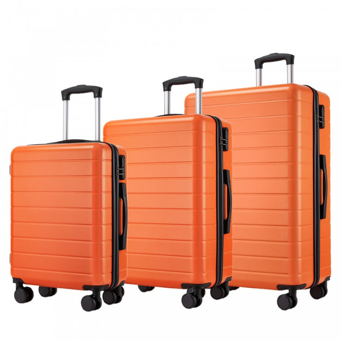 KSN2691 - 3-Piece Hard Shell Luggage Set (20/24/28 Inch), Lightweight ABS Suitcases with Silent Wheels & Combination Locks - Orange