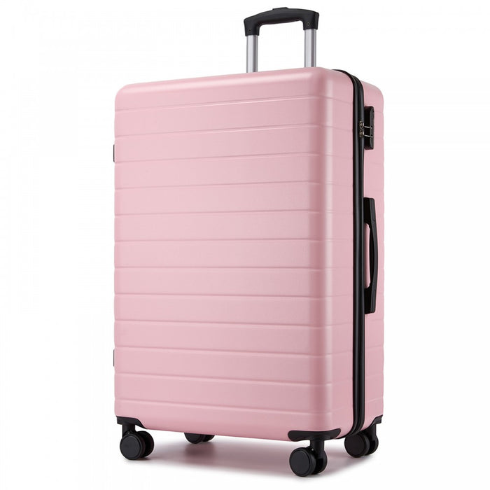 KSN2691 - 28 Inch Large Checked Luggage, Premium ABS Hard Shell Suitcase with 360 Silent Wheels & Secure Combination Lock - Pink