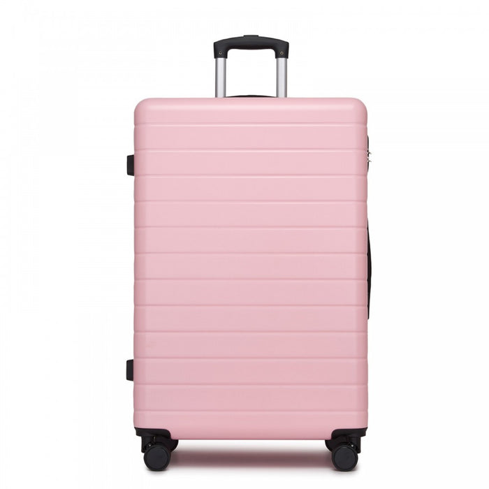 KSN2691 - 28 Inch Large Checked Luggage, Premium ABS Hard Shell Suitcase with 360 Silent Wheels & Secure Combination Lock - Pink