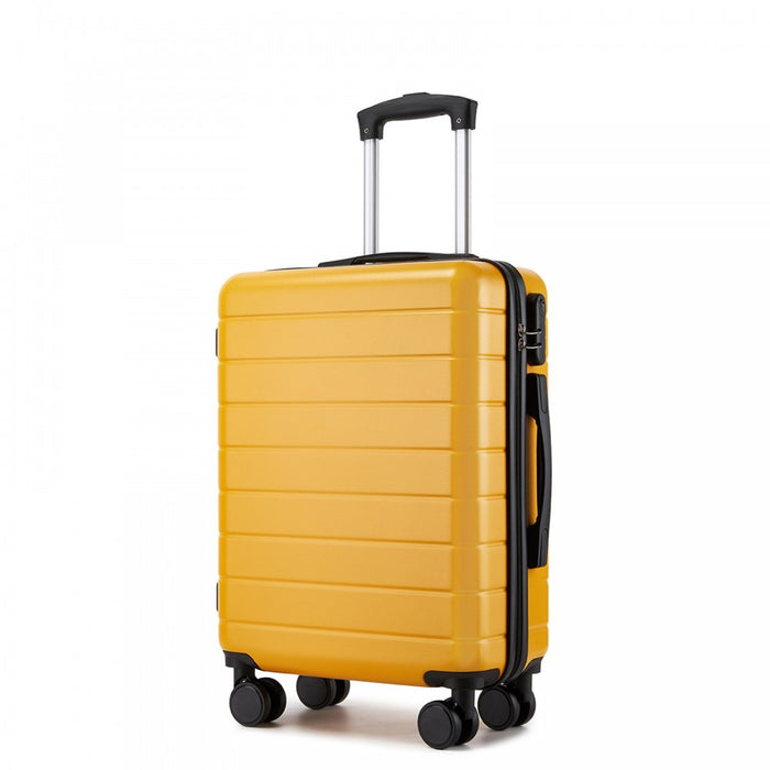 KSN2691 - 20 Inch Carry-On Luggage, Lightweight ABS Hard Shell Suitcase with 360 Silent Wheels, Combination Lock & Organised Interior - Yellow