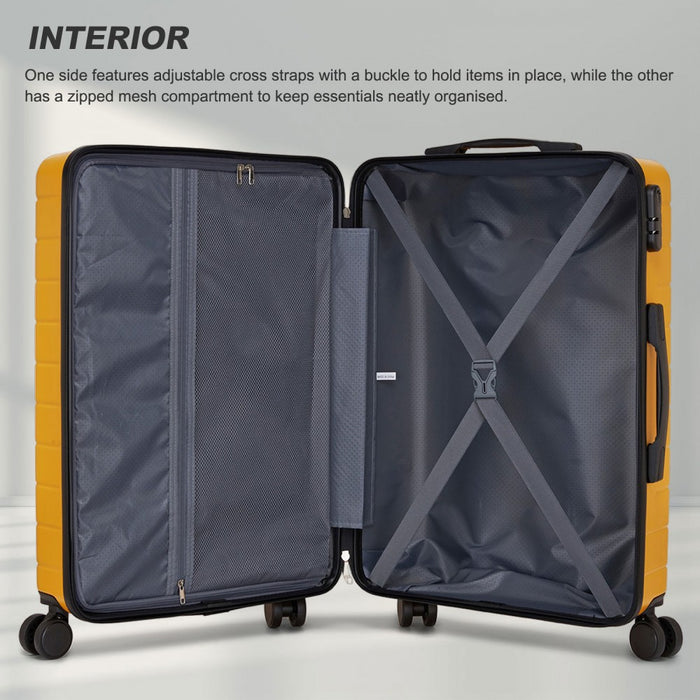 KSN2691 - 3-Piece Hard Shell Luggage Set (20/24/28 Inch), Lightweight ABS Suitcases with Silent Wheels & Combination Locks - Yellow