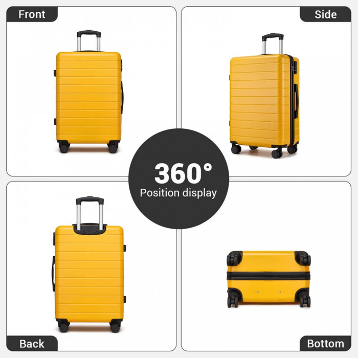 KSN2691 - 20 Inch Carry-On Luggage, Lightweight ABS Hard Shell Suitcase with 360 Silent Wheels, Combination Lock & Organised Interior - Yellow
