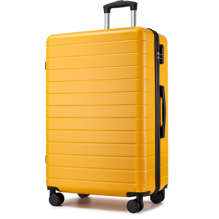KSN2691 - 28 Inch Large Checked Luggage, Premium ABS Hard Shell Suitcase with 360 Silent Wheels & Secure Combination Lock - Yellow