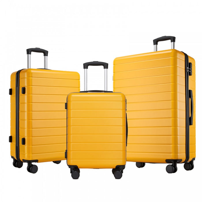 KSN2691 - 3-Piece Hard Shell Luggage Set (20/24/28 Inch), Lightweight ABS Suitcases with Silent Wheels & Combination Locks - Yellow