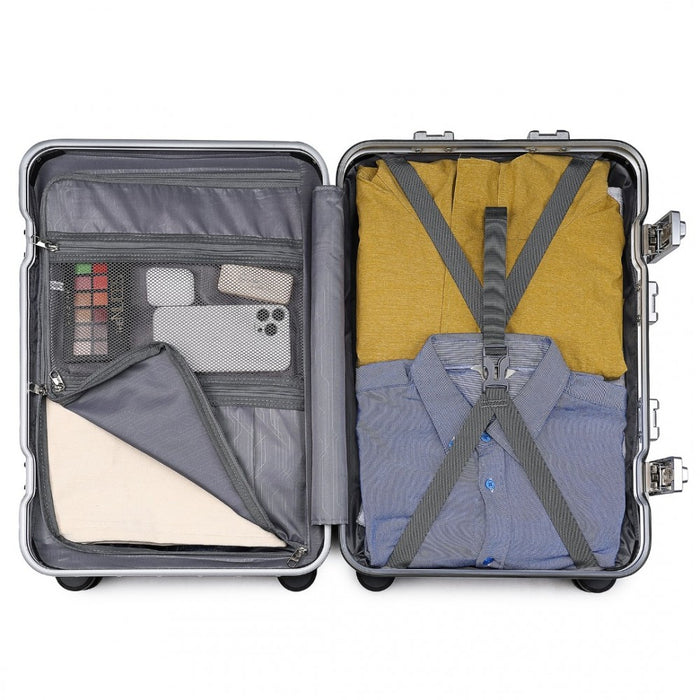 KSS2481 - Supercase Durable 20 Inch PC Hardshell Aluminum Frame Suitcase With TSA Lock - Black