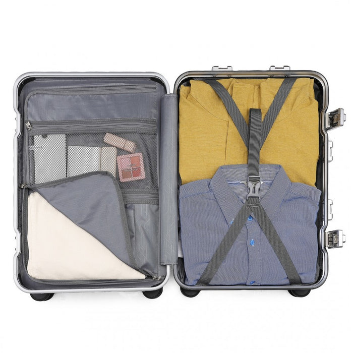 KSS2481 - Supercase Durable 20 Inch PC Hardshell Aluminum Frame Suitcase With TSA Lock - Navy