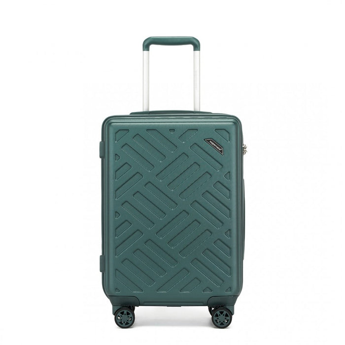KSS2495 - Supercase 20 Inch Sleek Geometric Pattern Hard Shell ABS+PC Cabin Carry-On Suitcase with TSA Lock - Military Green