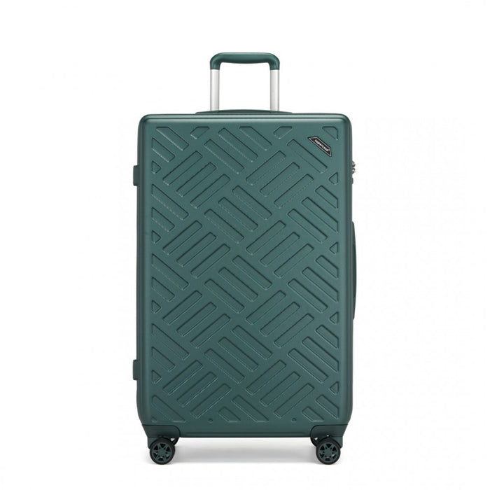 KSS2495 - Supercase 28 Inch Sleek Geometric Pattern Hard Shell ABS+PC Check-In Suitcase with TSA Lock for Effortless Travel - Military Green