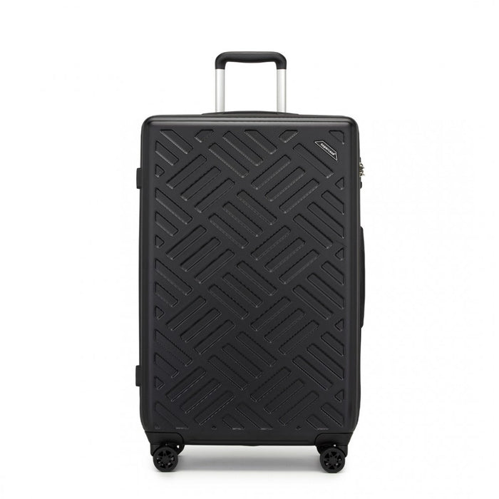 KSS2495 - Supercase 28 Inch Sleek Geometric Pattern Hard Shell ABS+PC Check-In Suitcase with TSA Lock for Effortless Travel - Black
