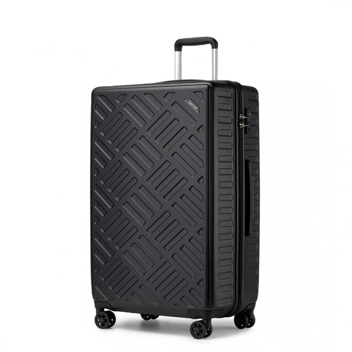 KSS2495 - Supercase 28 Inch Sleek Geometric Pattern Hard Shell ABS+PC Check-In Suitcase with TSA Lock for Effortless Travel - Black