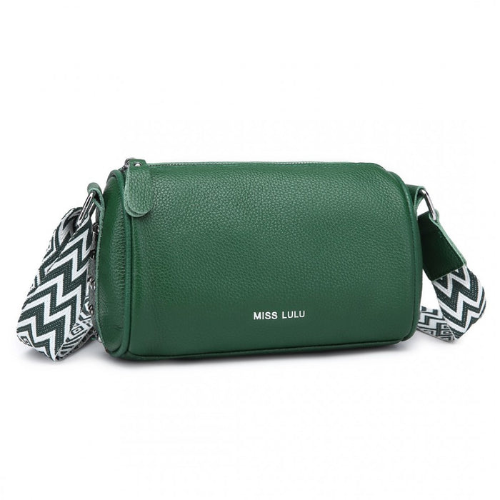 L2309 - Miss Lulu Lightweight Wide Strap Genuine Leather Crossbody Bag - Green