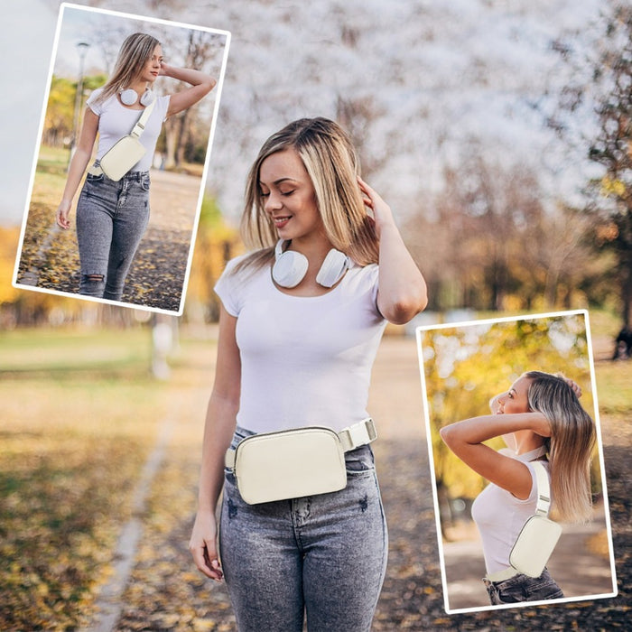 L2337 - Miss Lulu Lightweight Stylish Water-Resistant Casual Bum Bag - Beige