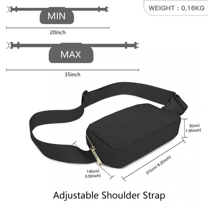 L2337 - Miss Lulu Lightweight Stylish Water-Resistant Casual Bum Bag - Black