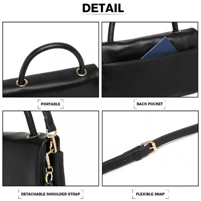 LB2122 - Miss Lulu Personality Versatile Chain Handbag Crossbody Bag - Black