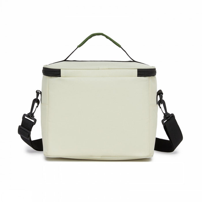 LBK2534 - Kono Insulated Lunch Bag-Water-Resistant 4-Layer Food Container, Leak-Proof, Portable with Adjustable Strap - Beige and Green